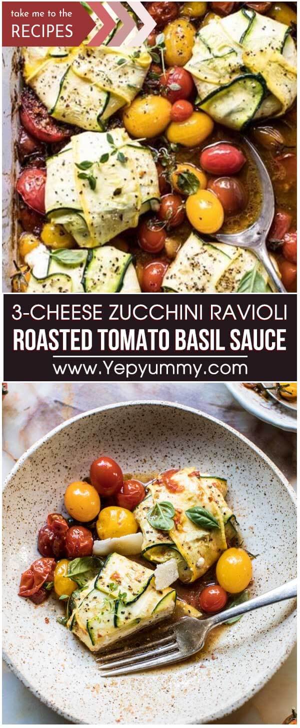 3 Cheese Zucchini Ravioli With Roasted Tomato Basil Sauce 1 - 3-Cheese Zucchini Ravioli with Roasted Tomato Basil Sauce