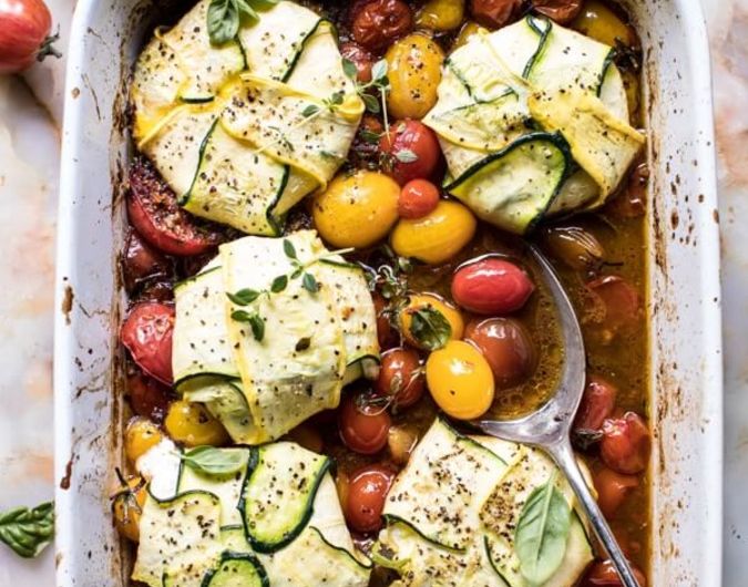 3-Cheese Zucchini Ravioli with Roasted Tomato Basil Sauce