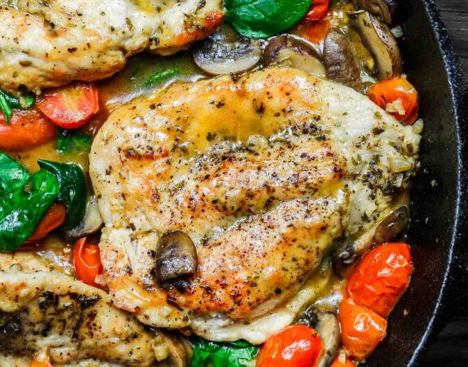 30-Minute Italian Skillet Chicken Recipe with Tomatoes and Mushrooms