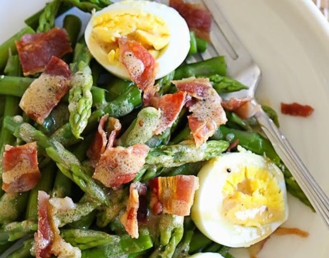 Asparagus Egg and Bacon Salad with Dijon Vinaigrette
