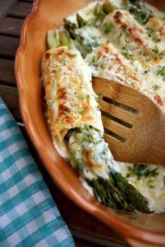 Baked Asparagus Cannelloni with Béchamel Sauce