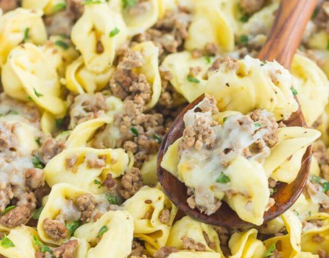 Cheesy Beef Tortellini Skillet