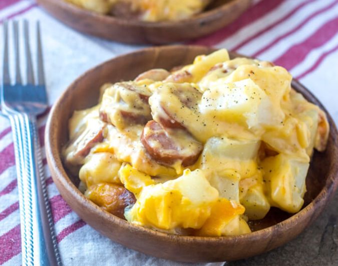 Cheesy Potato & Smoked Sausage Casserole