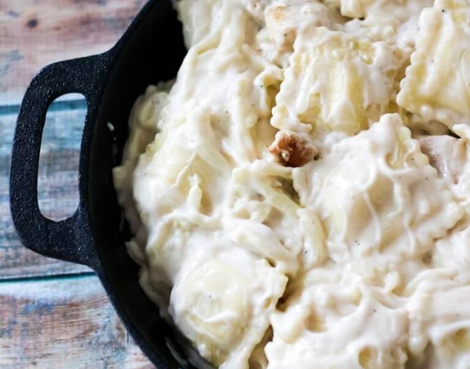 Chicken Alfredo Ravioli Bake