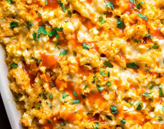 Creamy Buffalo Chicken Cauliflower Casserole