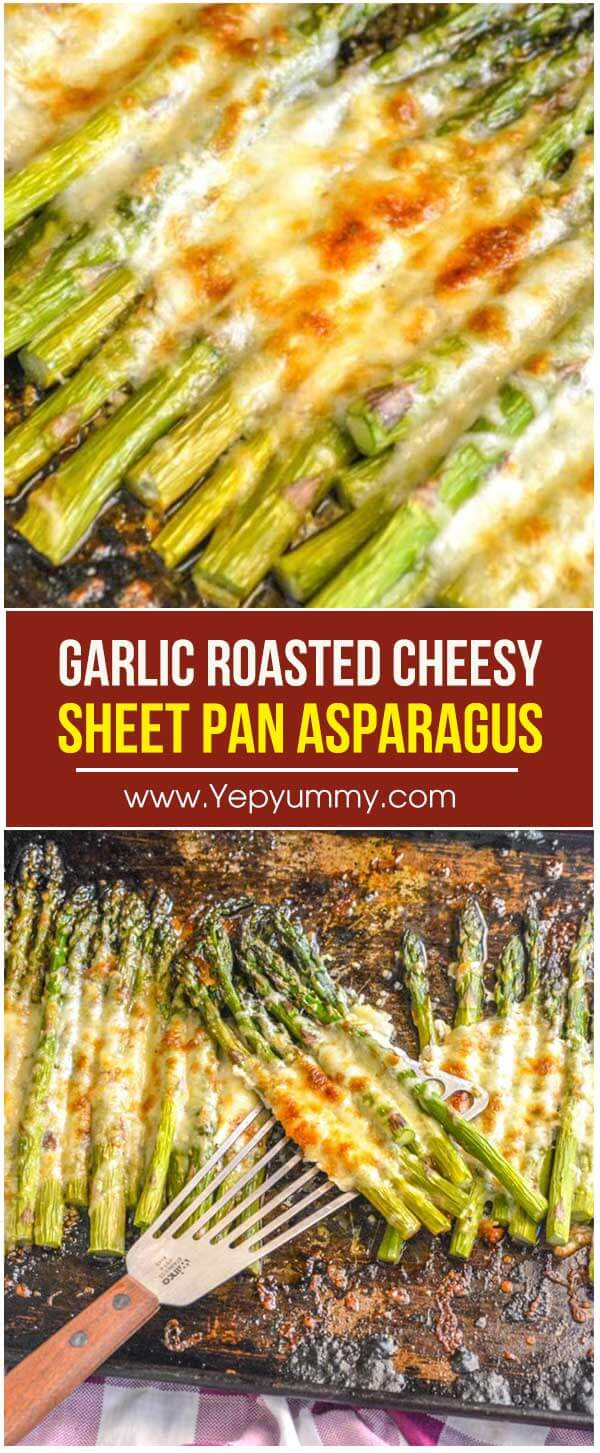Garlic Roasted Cheesy Sheet Pan Asparagus