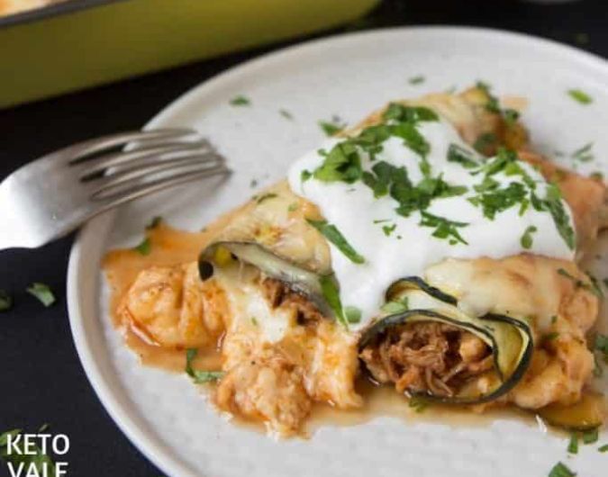 Keto Zucchini Chicken Enchiladas