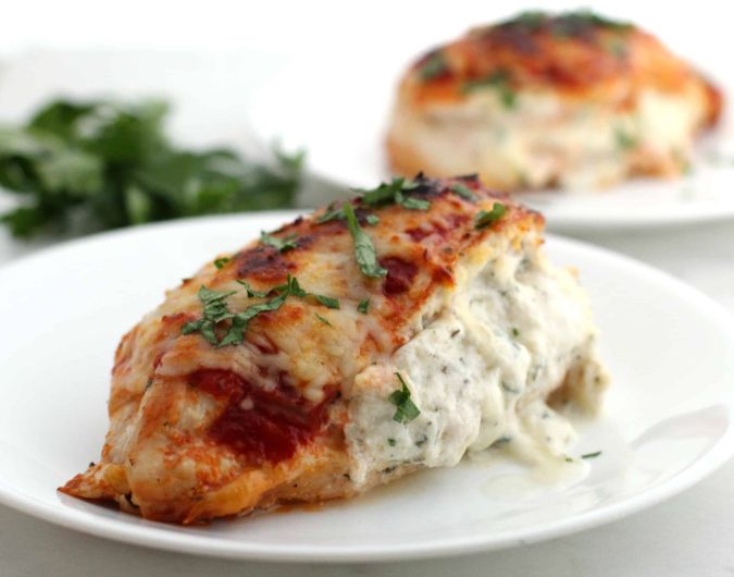 Low-carb Lasagna Stuffed Chicken Breast