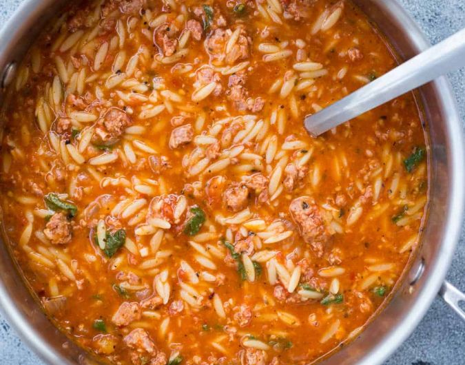 One Pot Sausage Orzo Soup