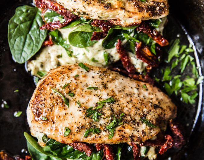 Stuffed Chicken Breast with Spinach, Cheese and Sun-Dried Tomatoes