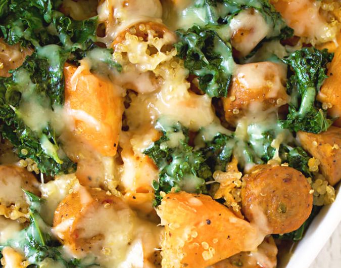 Sweet Potato and Sausage Quinoa Bake