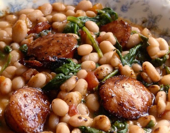 White Beans with Spinach and Sausage