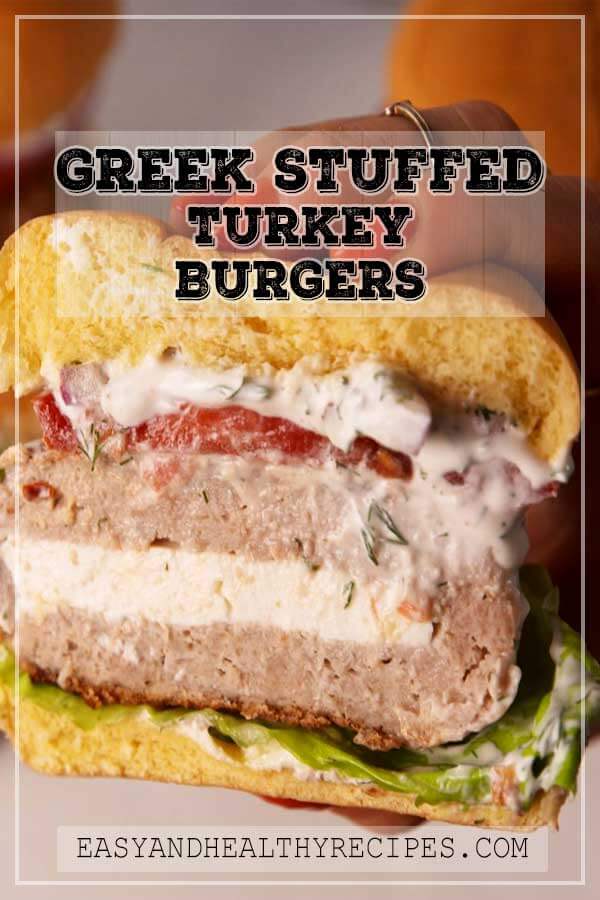 Greek Stuffed Turkey Burgers